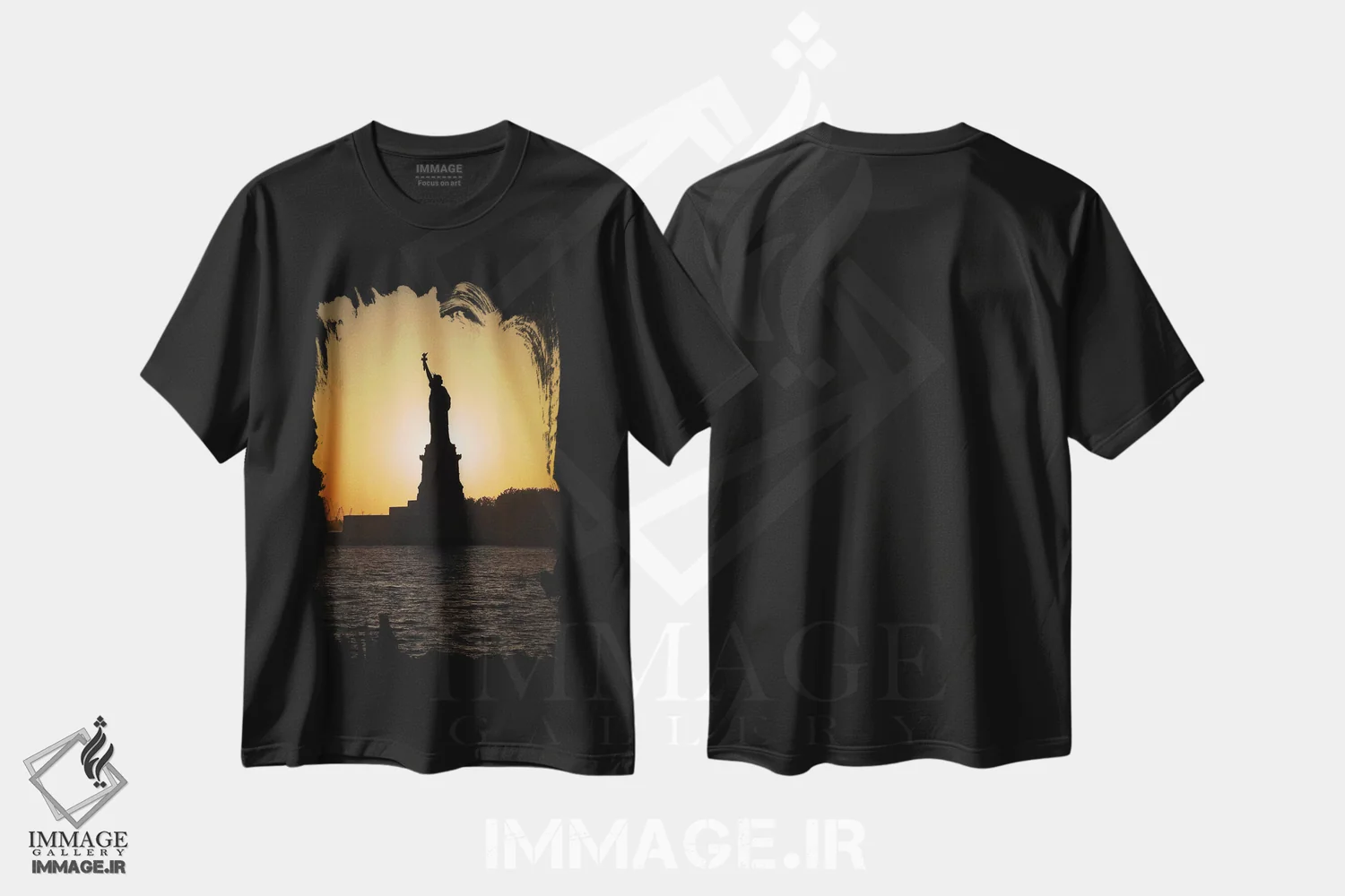 تیشرت مشکی طرح دار دریاچه آو، مدیوم اثر دیو بومن | فروشگاه ایماژ