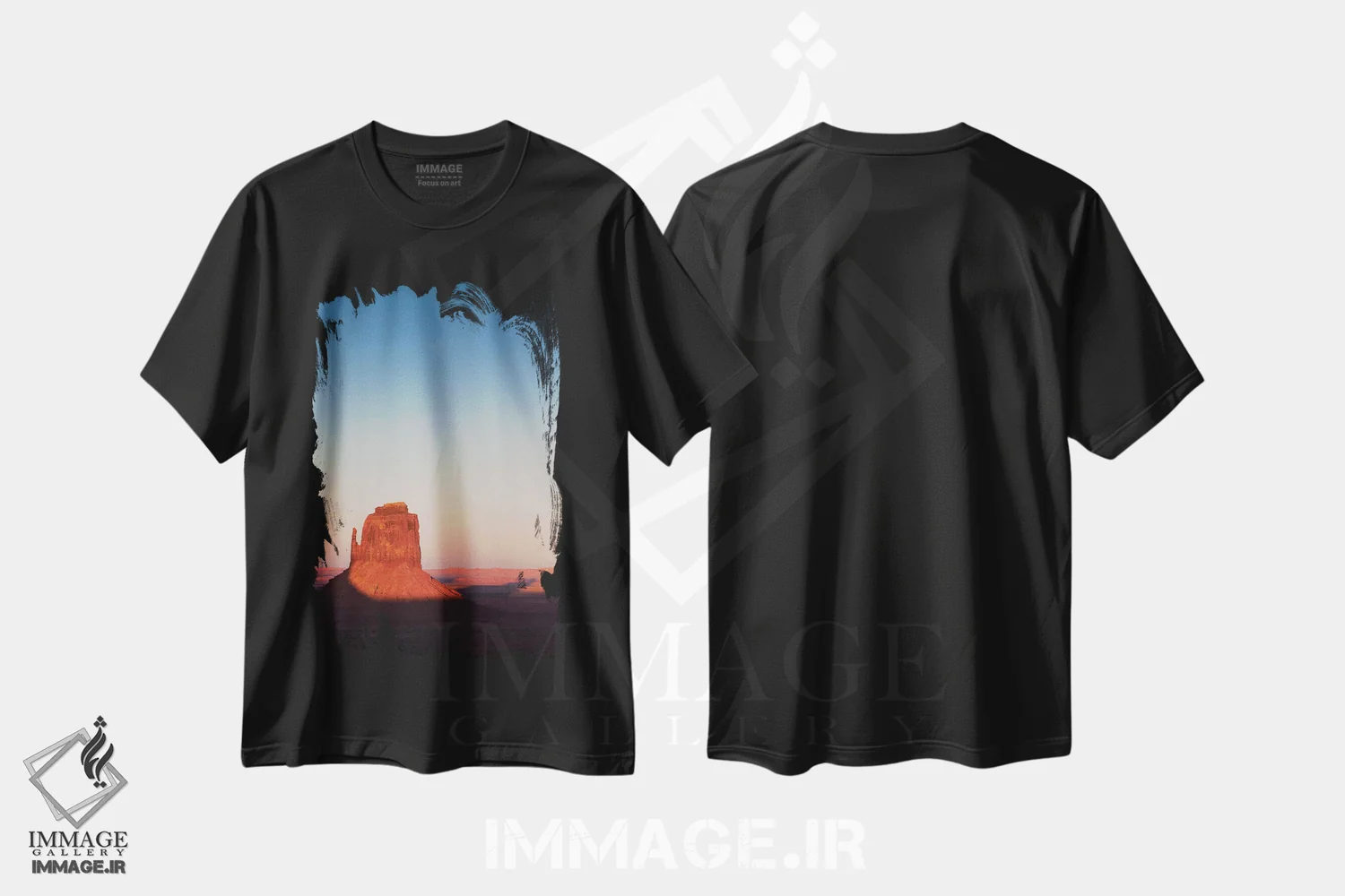 تیشرت مشکی طرح دار غروب در درهٔ مونومنت، مدیوم اثر دیو بومن | immage.ir