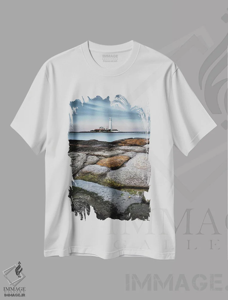 تیشرت سفید طرح دار فانوس دریایی سنت مری، مدیوم اثر دیو بومن | immage.ir