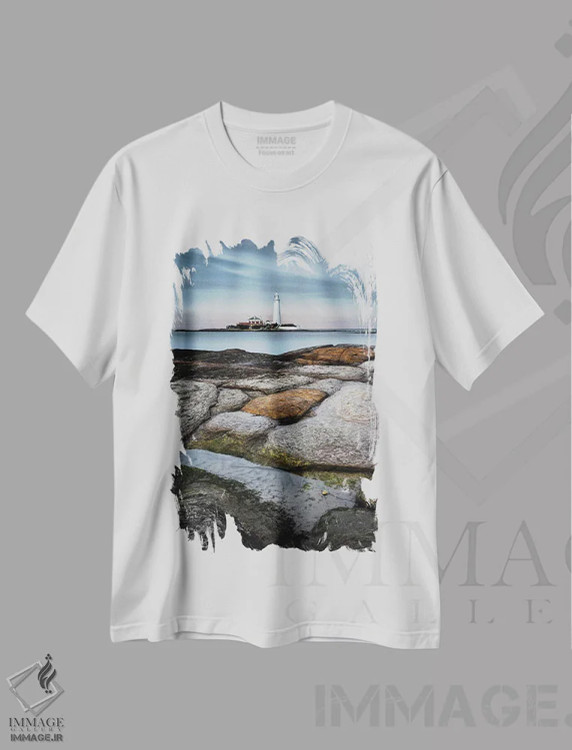 تیشرت سفید طرح دار فانوس دریایی سنت مری، مدیوم اثر دیو بومن | immage.ir