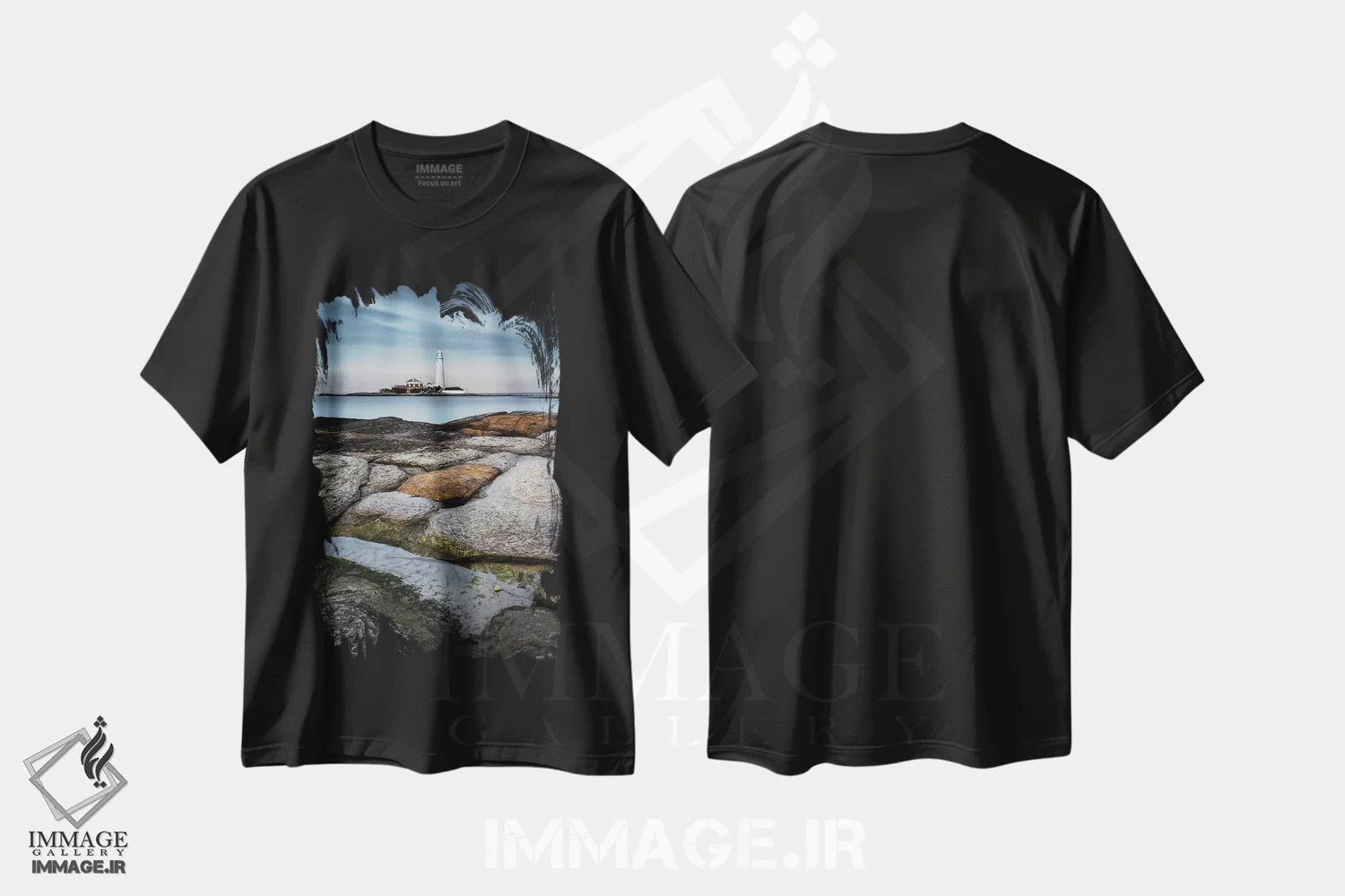 تیشرت مشکی طرح دار فانوس دریایی سنت مری، مدیوم اثر دیو بومن | فروشگاه ایماژ