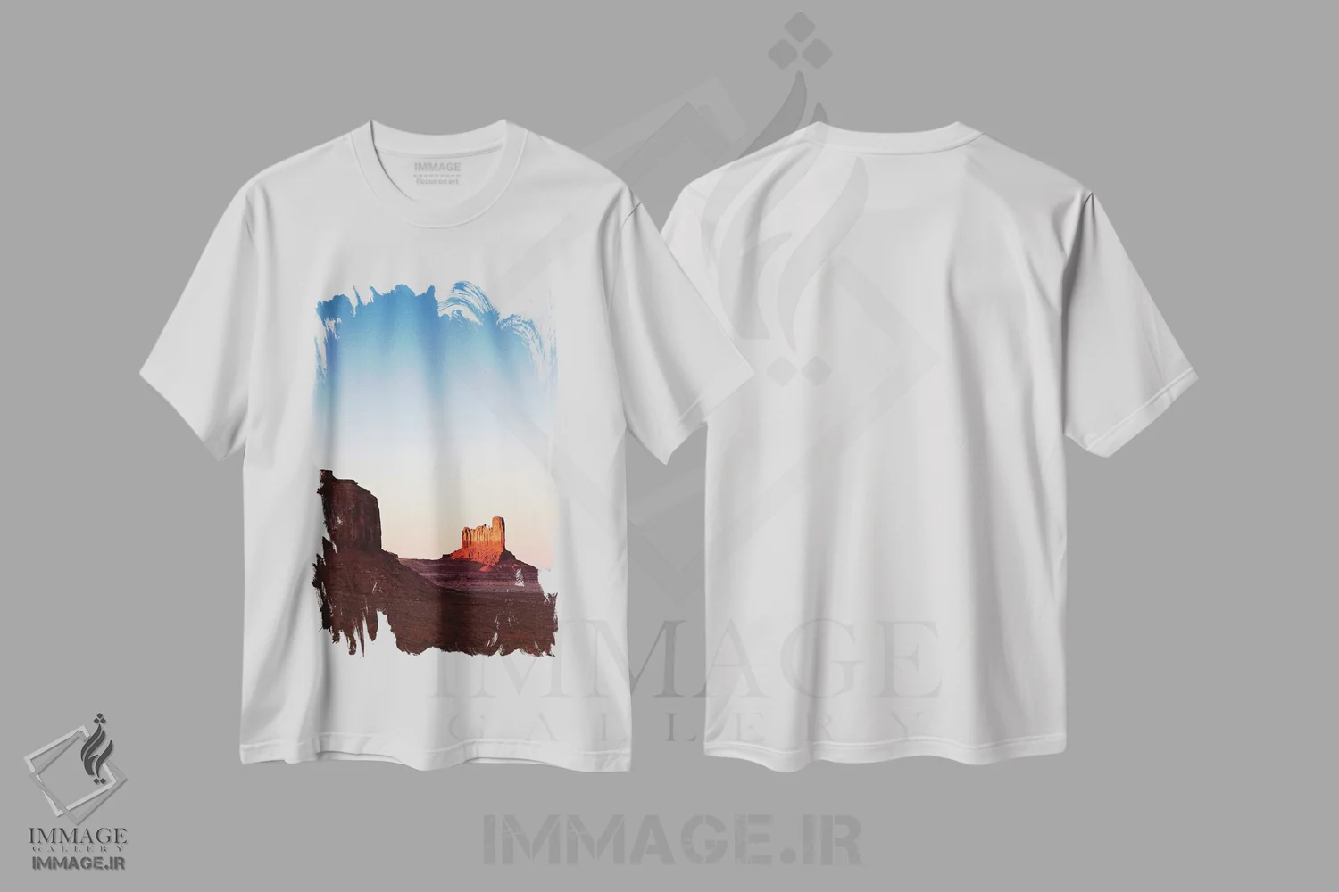 تیشرت سفید طرح دار غروب در دره، مدیوم اثر دیو بومن | فروشگاه ایماژ