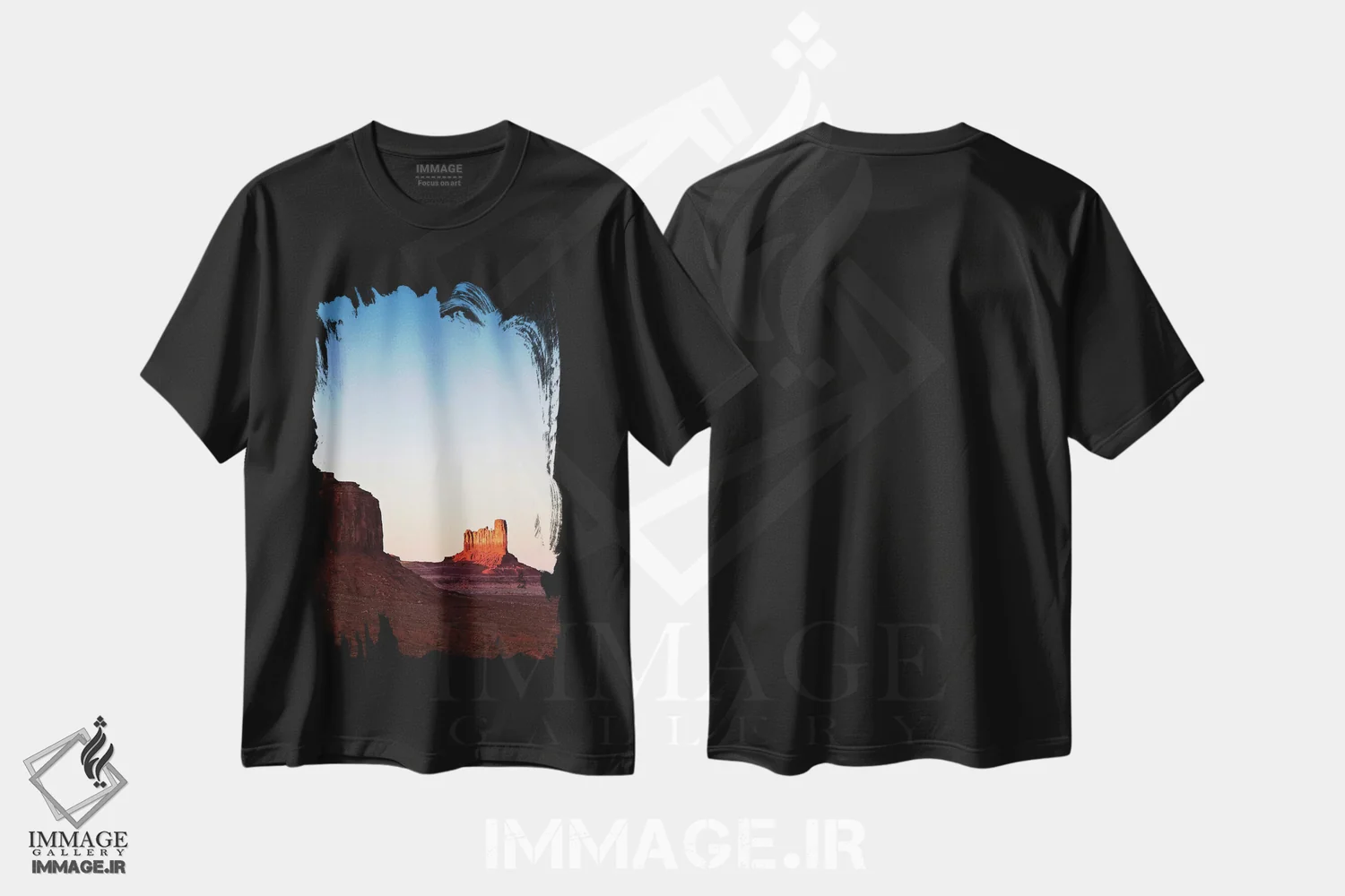 تیشرت مشکی طرح دار غروب در دره، مدیوم اثر دیو بومن | immage.ir