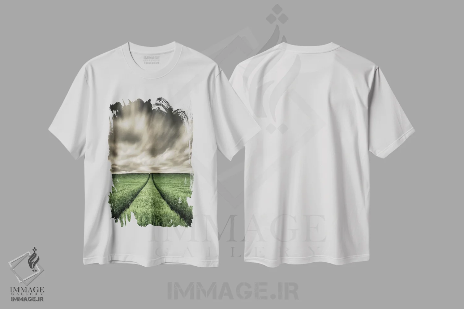 تیشرت سفید طرح دار ردپاها/خطوط مسیر، مدیوم اثر دیو بومن | فروشگاه ایماژ