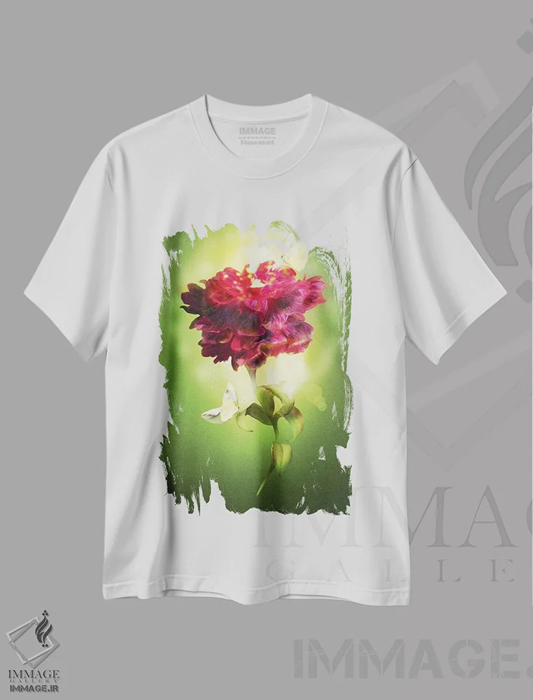 تیشرت سفید طرح دار گل بهاری، هنر دیجیتال اثر دیوگو وریسی مو | فروشگاه ایماژ