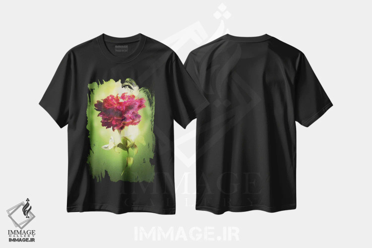 تیشرت مشکی طرح دار گل بهاری، هنر دیجیتال اثر دیوگو وریسی مو | immage.ir