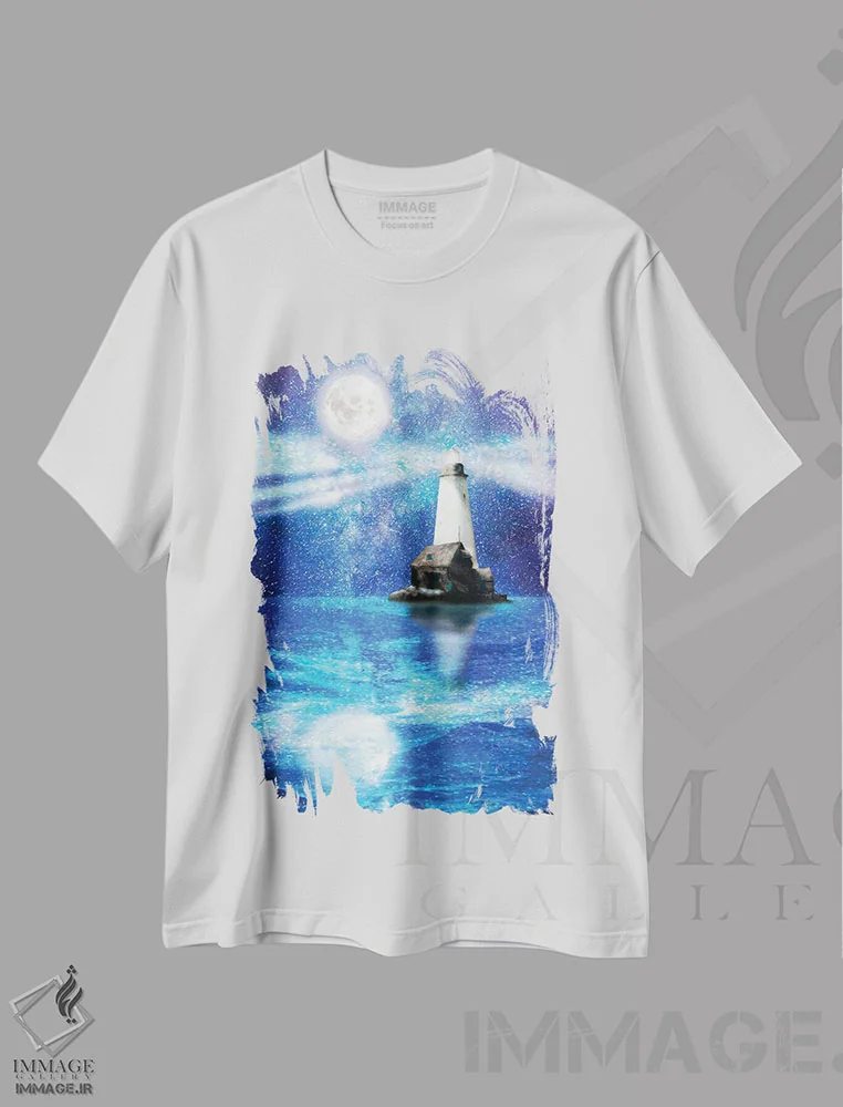 تیشرت سفید طرح دار فانوس دریایی ستارگان، تزئینی اثر دیوگو وریسی مو | فروشگاه ایماژ