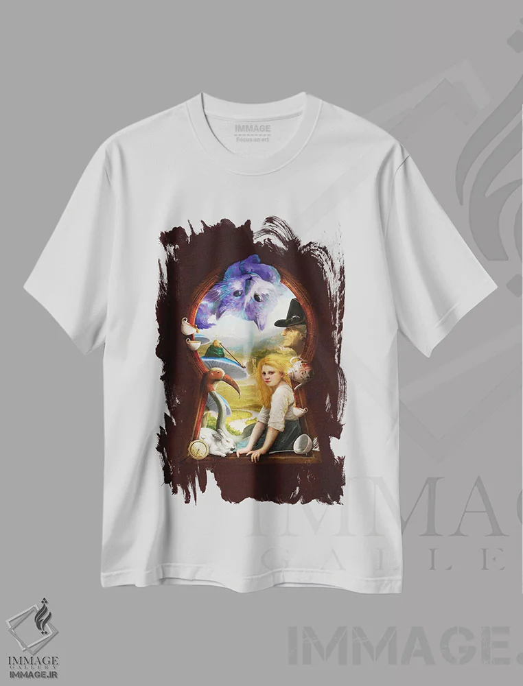 تیشرت سفید طرح دار یک ماجرای دیوانه وار، هنر دیجیتال اثر دیوگو وریسی مو | فروشگاه ایماژ