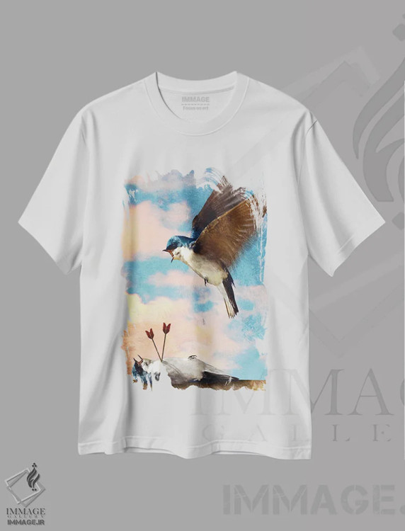 تیشرت سفید طرح دار چرخه زندگی اثر دیوگو وریسی مو | immage.ir