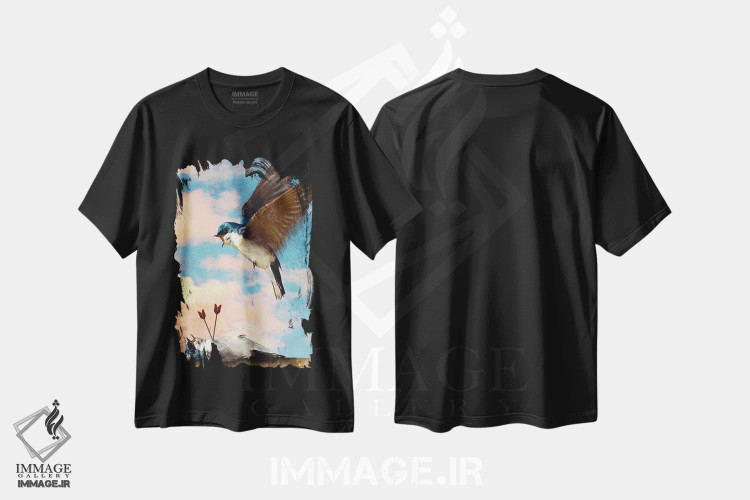 تیشرت مشکی طرح دار چرخه زندگی اثر دیوگو وریسی مو | فروشگاه ایماژ