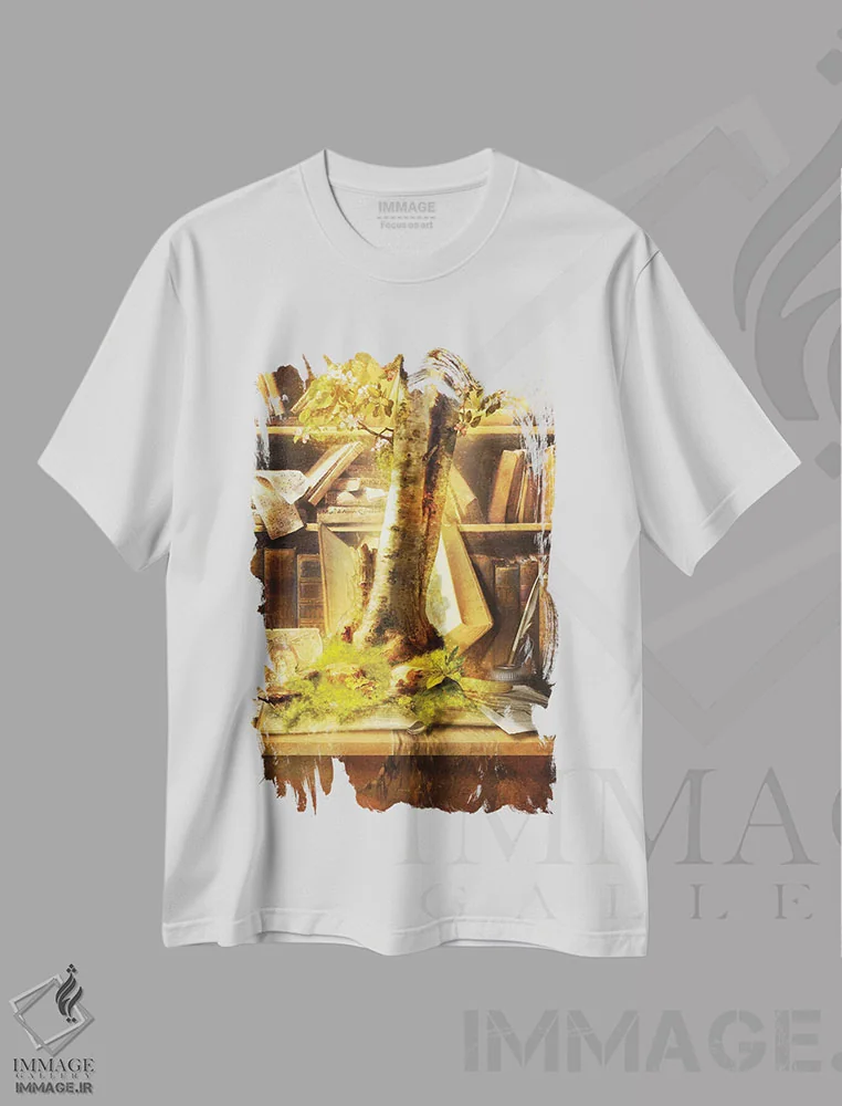 تیشرت سفید طرح دار کتاب زنده، هنر دیجیتال اثر دیوگو وریسی مو | immage.ir