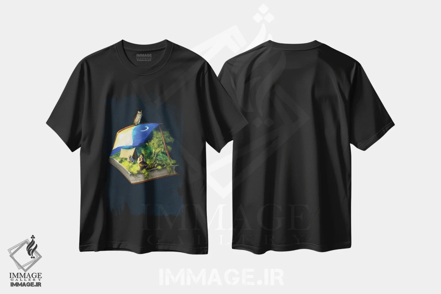 تیشرت مشکی طرح دار داستان های کمپینگ، هنر دیجیتال اثر دیوگو وریسی مو | immage.ir