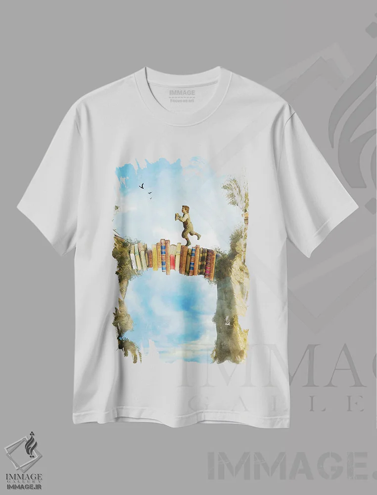 تیشرت سفید طرح دار مسیرهای غیرمنتظره، هنر دیجیتال اثر دیوگو وریسی مو | فروشگاه ایماژ