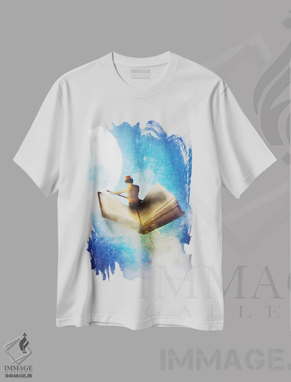 تیشرت سفید طرح دار داستان های ماه کامل، هنر دیجیتال اثر دیوگو وریسی مو | immage.ir