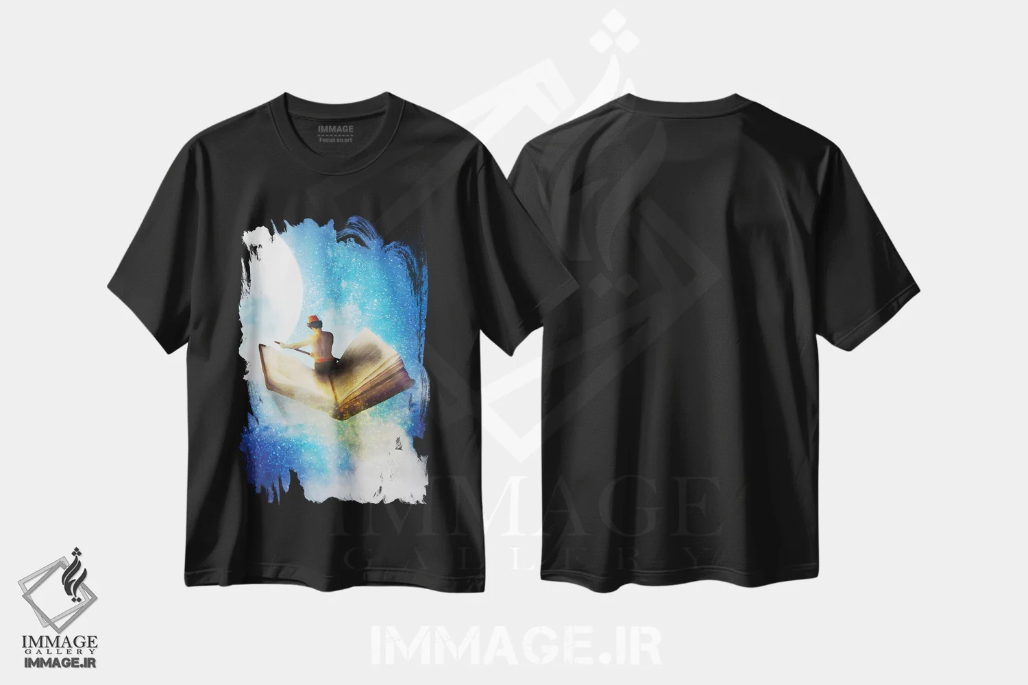 تیشرت مشکی طرح دار داستان های ماه کامل، هنر دیجیتال اثر دیوگو وریسی مو | فروشگاه ایماژ