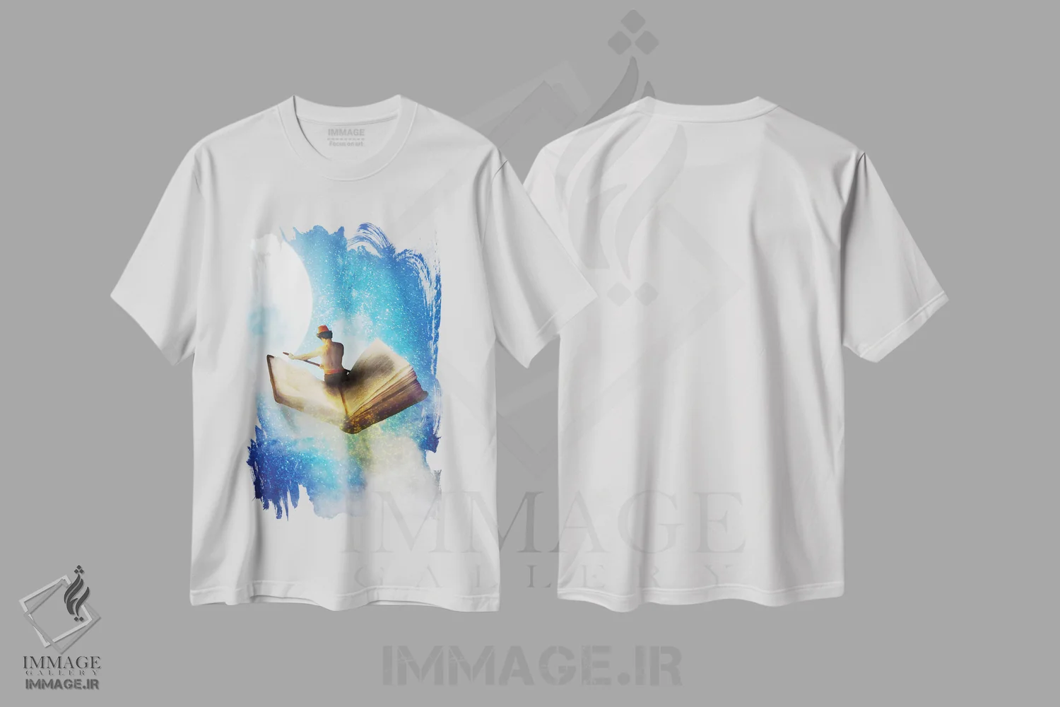 تیشرت سفید طرح دار داستان های ماه کامل، هنر دیجیتال اثر دیوگو وریسی مو | immage.ir