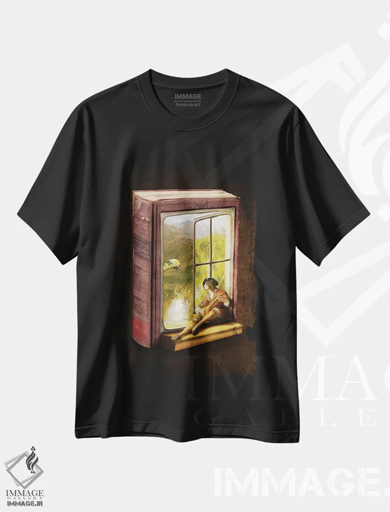تیشرت مشکی طرح دار جایی شاد، هنر دیجیتال اثر دیوگو وریسی مو | immage.ir