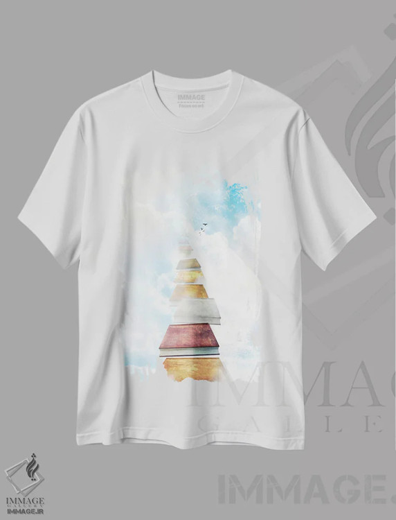 تیشرت سفید طرح دار سرزمین دوردست، هنر دیجیتال اثر دیوگو وریسی مو | فروشگاه ایماژ