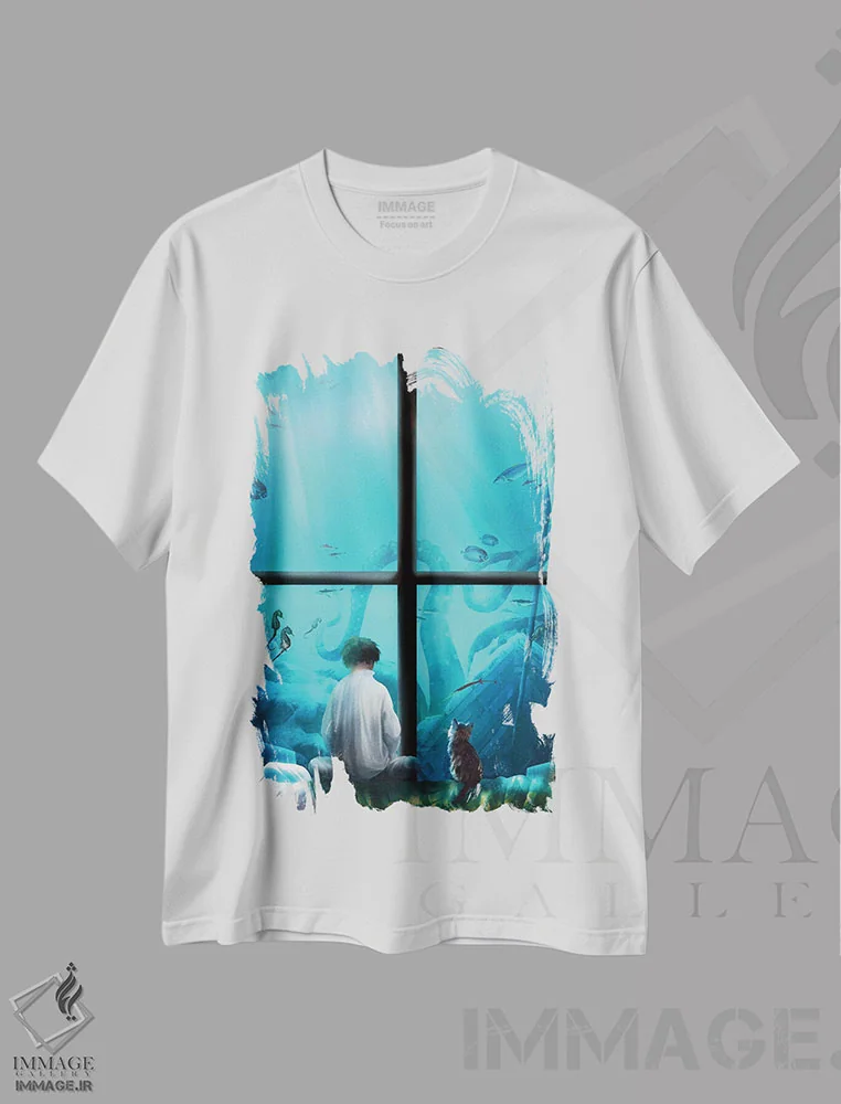 تیشرت سفید طرح دار اتاق خواب آکواریومی، مدیوم اثر دیوگو وریسی مو | فروشگاه ایماژ