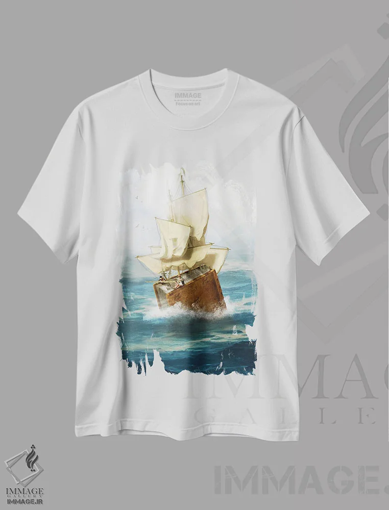 تیشرت سفید طرح دار مسافران داستان ۱، مدیوم اثر دیوگو وریسی مو | immage.ir