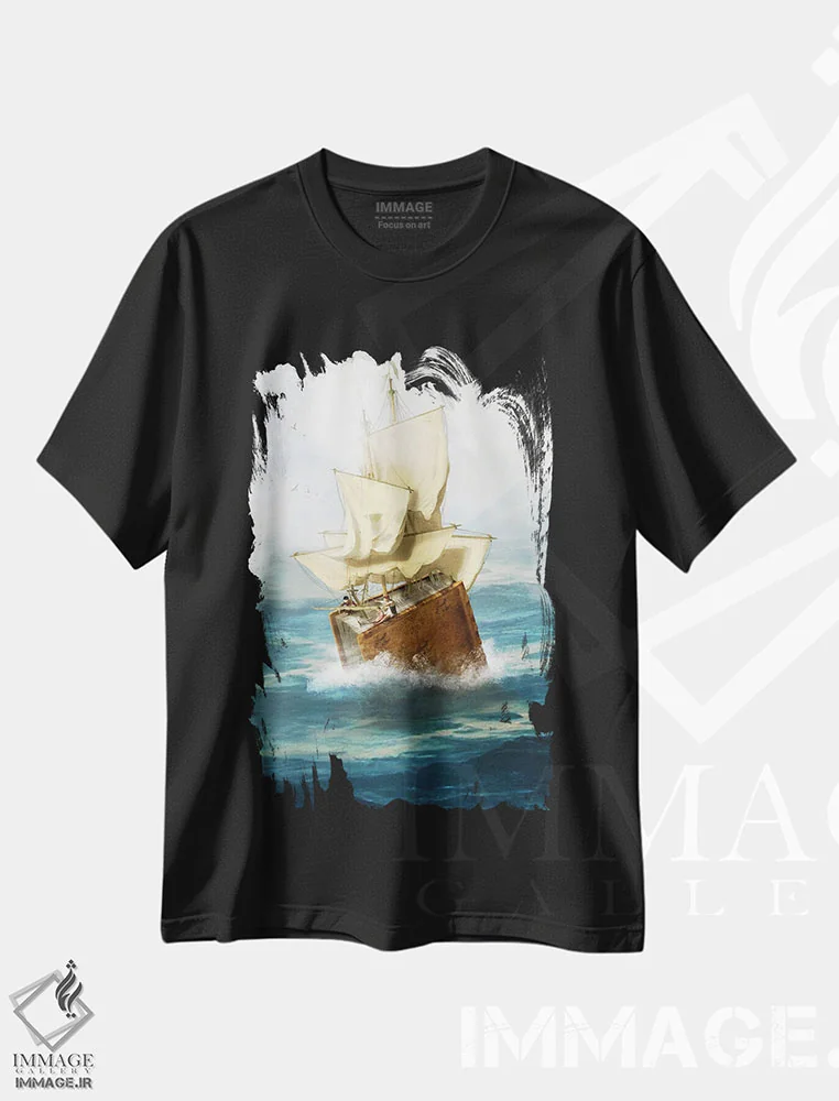 تیشرت مشکی طرح دار مسافران داستان ۱، مدیوم اثر دیوگو وریسی مو | فروشگاه ایماژ