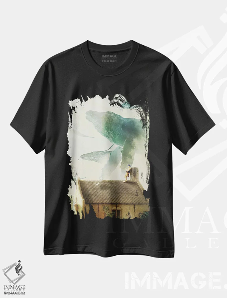تیشرت مشکی طرح دار نهنگ های آوازخوان، مدیوم اثر دیوگو وریسی مو | فروشگاه ایماژ