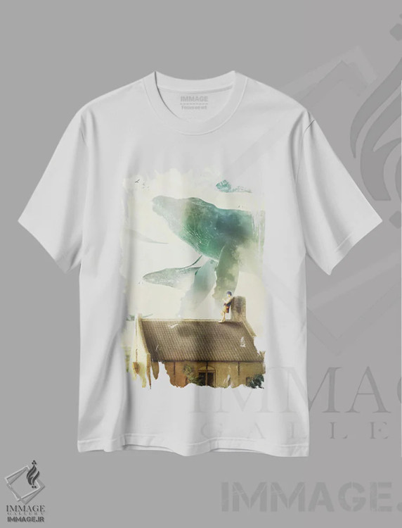 تیشرت سفید طرح دار نهنگ های آوازخوان، مدیوم اثر دیوگو وریسی مو | immage.ir
