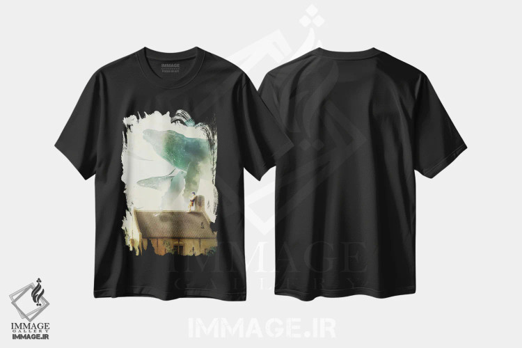 تیشرت مشکی طرح دار نهنگ های آوازخوان، مدیوم اثر دیوگو وریسی مو | فروشگاه ایماژ