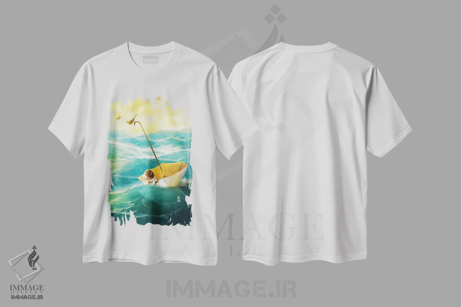 تیشرت سفید طرح دار رانده شدن به دوردست، هنر فاخر معاصر اثر دیوگو وریسی مو | فروشگاه ایماژ