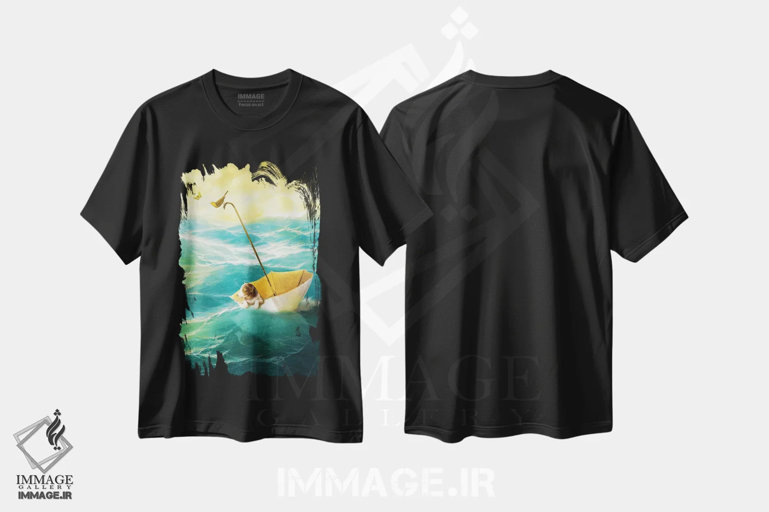تیشرت مشکی طرح دار رانده شدن به دوردست، هنر فاخر معاصر اثر دیوگو وریسی مو | immage.ir