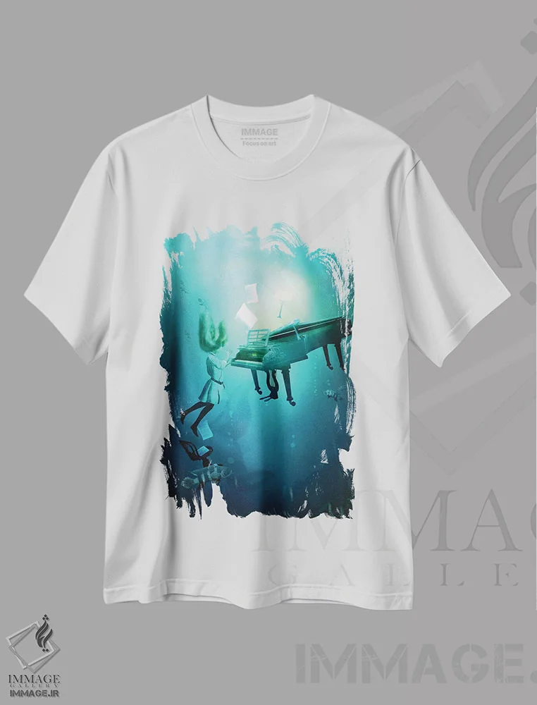 تیشرت سفید طرح دار لالایی دریا، مدیوم اثر دیوگو وریسی مو | فروشگاه ایماژ
