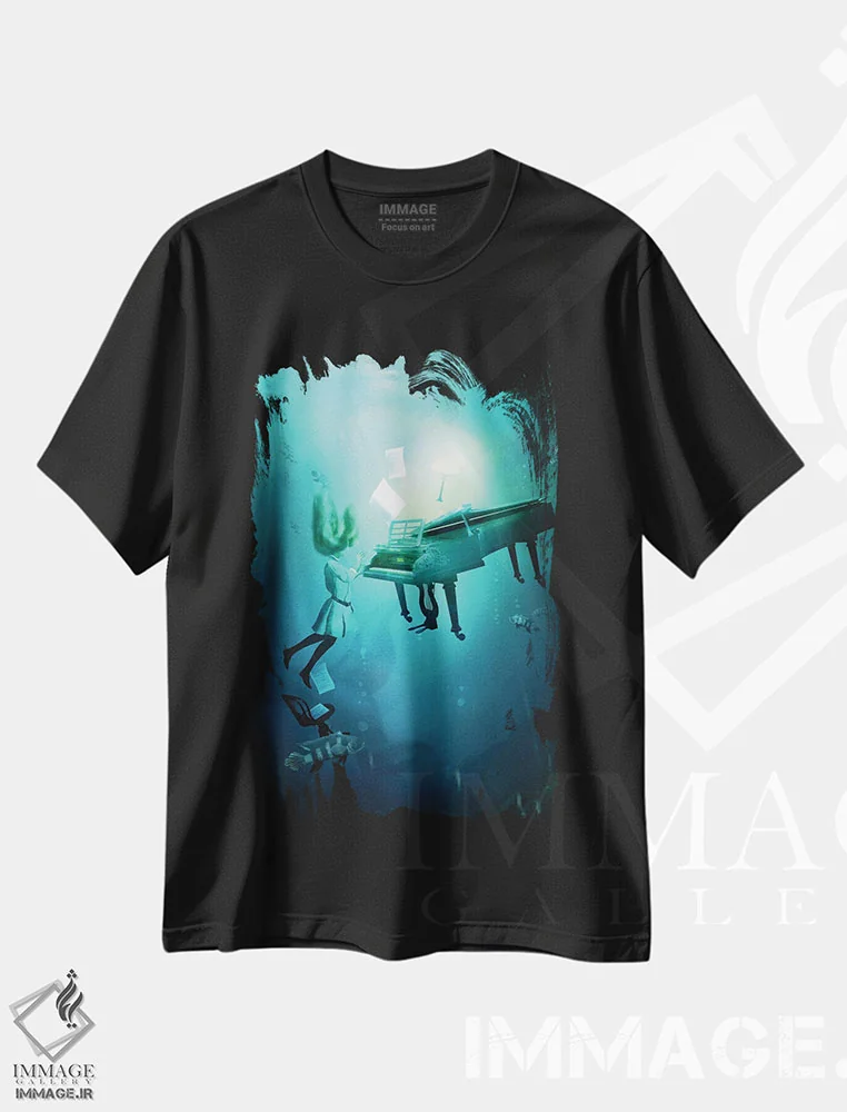 تیشرت مشکی طرح دار لالایی دریا، مدیوم اثر دیوگو وریسی مو | immage.ir