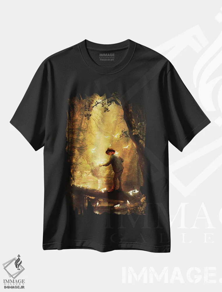تیشرت مشکی طرح دار جنگل درخشان، مدیوم اثر دیوگو وریسی مو | immage.ir