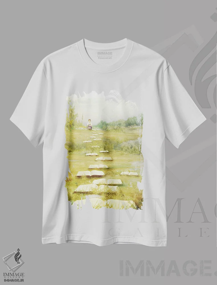 تیشرت سفید طرح دار داستان های دنبال دار، مدیوم اثر دیوگو وریسی مو | immage.ir