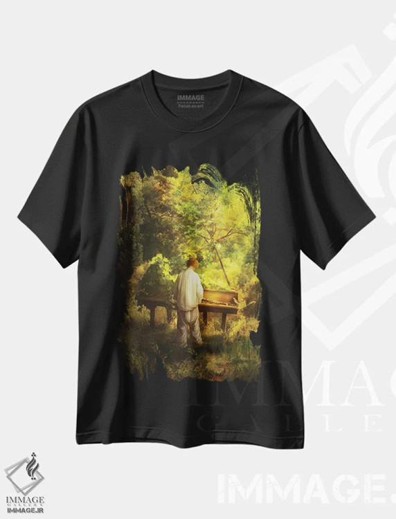 تیشرت مشکی طرح دار سمفونی جنگل، مدیوم اثر دیوگو وریسی مو | immage.ir
