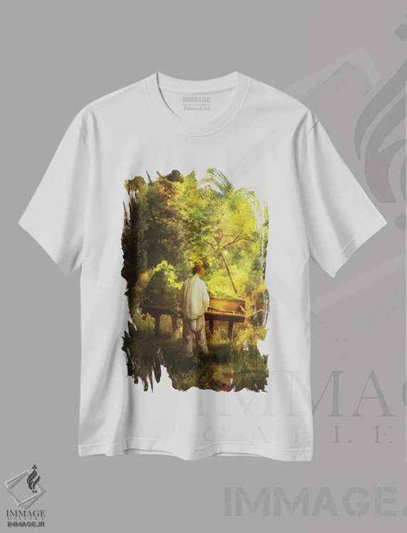 تیشرت سفید طرح دار سمفونی جنگل، مدیوم اثر دیوگو وریسی مو | فروشگاه ایماژ
