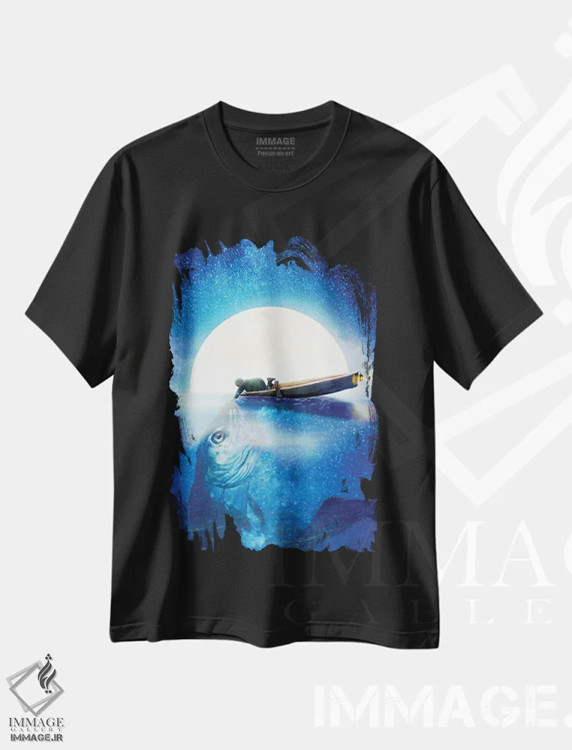 تیشرت مشکی طرح دار ماهی در آب، مدیوم اثر دیوگو وریسی مو | فروشگاه ایماژ