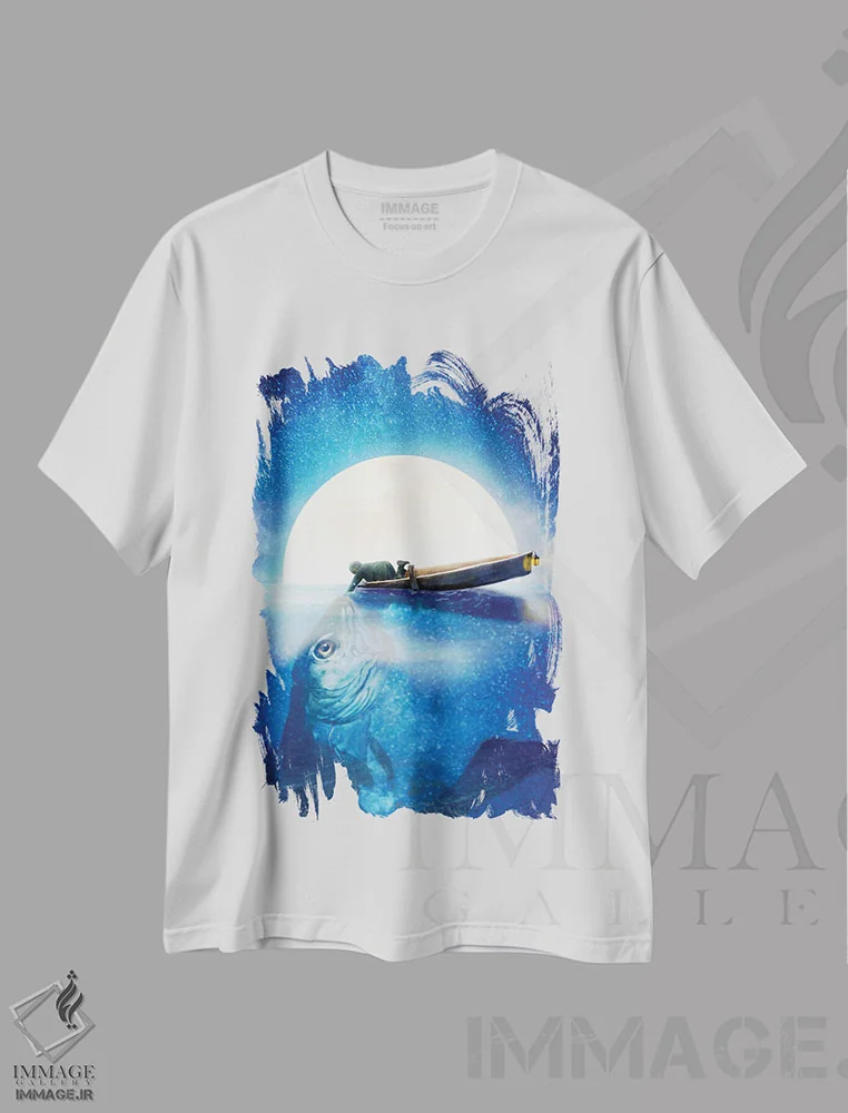 تیشرت سفید طرح دار ماهی در آب، مدیوم اثر دیوگو وریسی مو | immage.ir