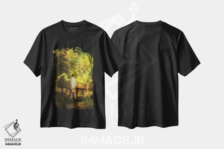 تیشرت مشکی طرح دار سمفونی جنگل، مدیوم اثر دیوگو وریسی مو | immage.ir