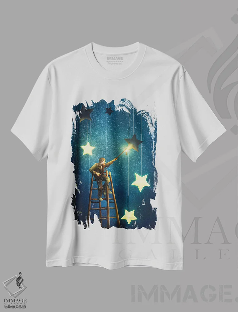 تیشرت سفید طرح دار روشن کننده ستاره، مدیوم اثر دیوگو وریسی مو | immage.ir