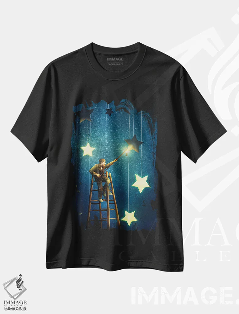 تیشرت مشکی طرح دار روشن کننده ستاره، مدیوم اثر دیوگو وریسی مو | فروشگاه ایماژ