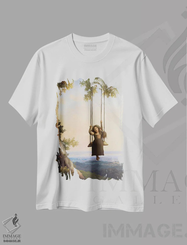 تیشرت سفید طرح دار بالاتر در آسمان، وینتیج و رترو اثر دیوگو وریسی مو | فروشگاه ایماژ