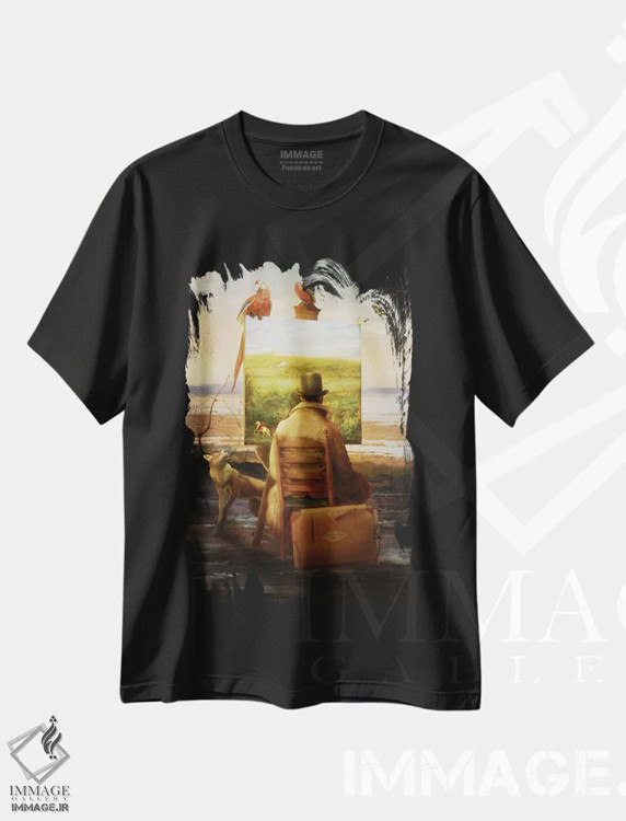 تیشرت مشکی طرح دار آنچه زمانی بود، وینتیج و رترو اثر دیوگو وریسی مو | فروشگاه ایماژ