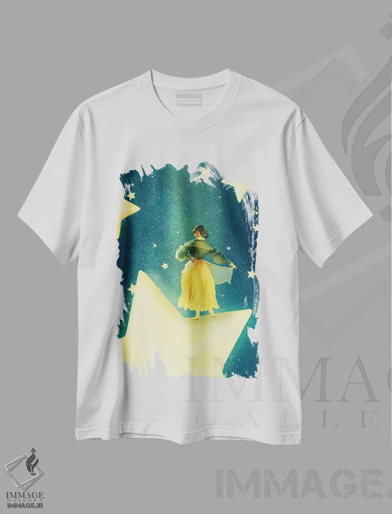 تیشرت سفید طرح دار رقاص ستاره، وینتیج و رترو اثر دیوگو وریسی مو | immage.ir