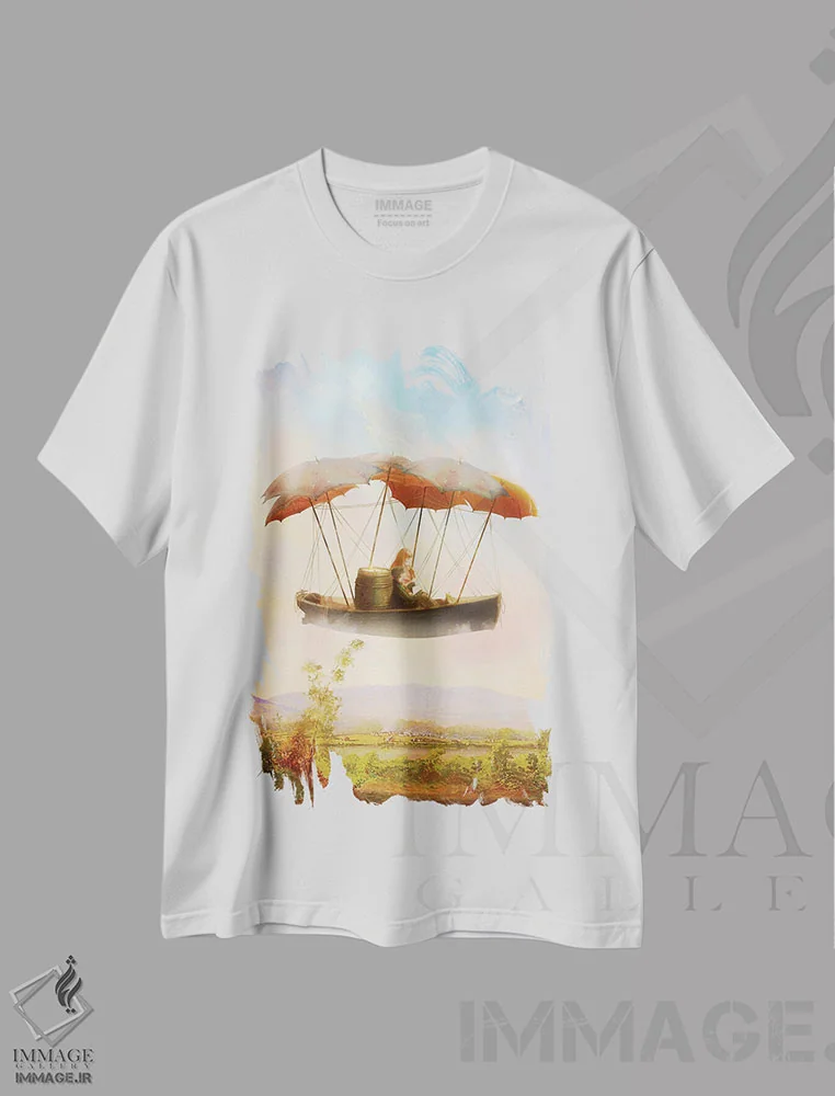 تیشرت سفید طرح دار گردش عصرگاهی، وینتیج و رترو اثر دیوگو وریسی مو | immage.ir