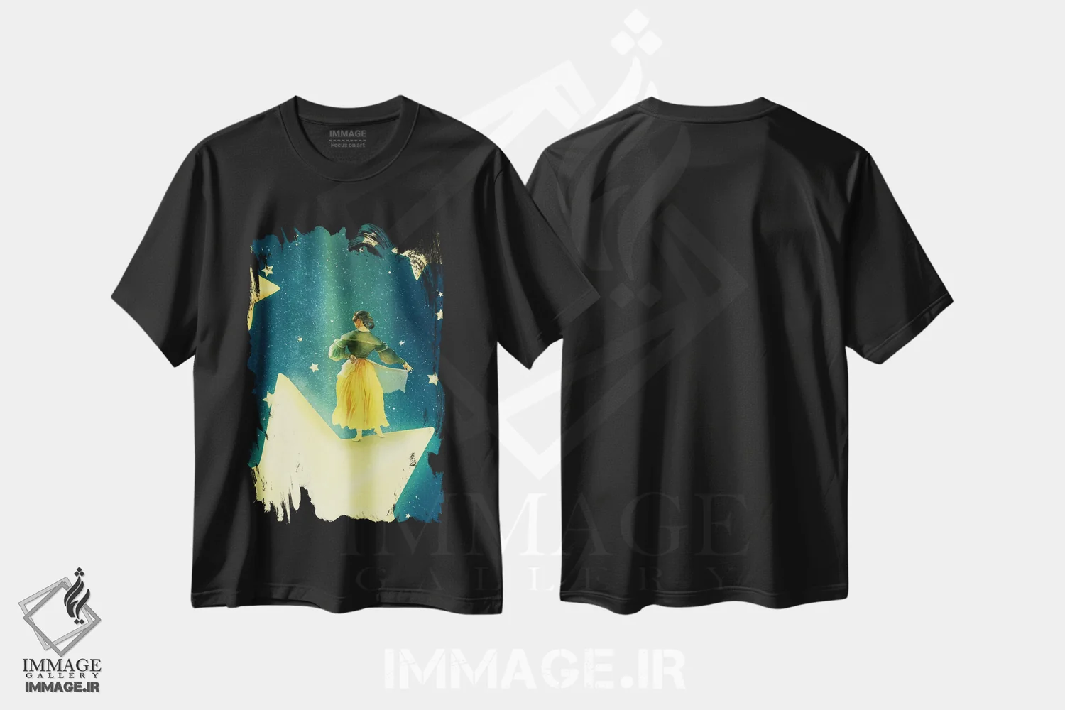 تیشرت مشکی طرح دار رقاص ستاره، وینتیج و رترو اثر دیوگو وریسی مو | فروشگاه ایماژ