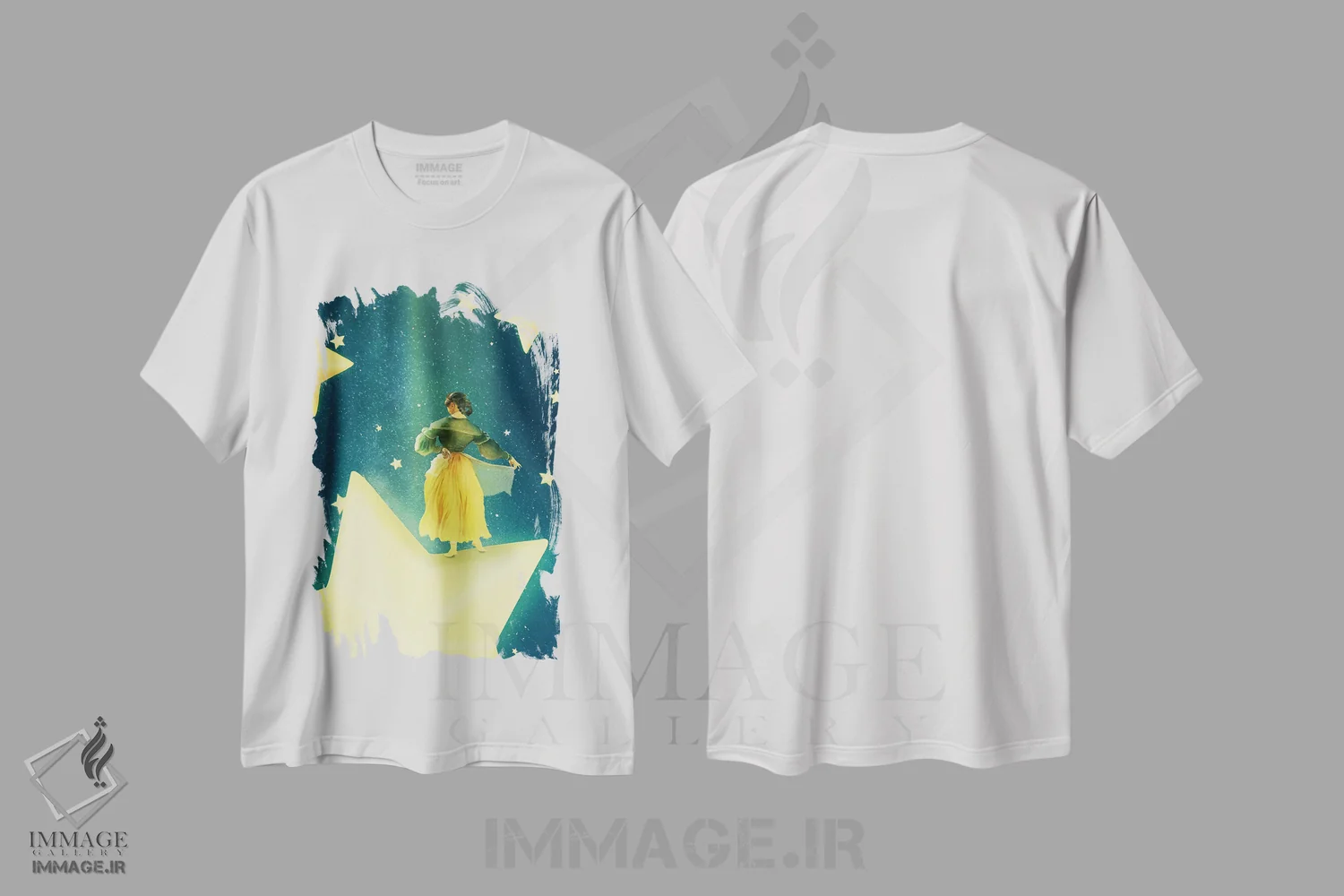 تیشرت سفید طرح دار رقاص ستاره، وینتیج و رترو اثر دیوگو وریسی مو | immage.ir