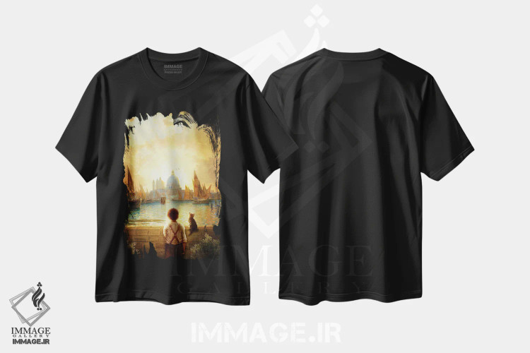 تیشرت مشکی طرح دار آسمانی دیگر، وینتیج و رترو اثر دیوگو وریسی مو | immage.ir