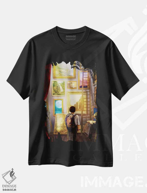 تیشرت مشکی طرح دار مقصدها، وینتیج و رترو اثر دیوگو وریسی مو | فروشگاه ایماژ