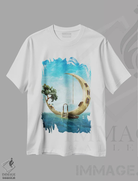 تیشرت سفید طرح دار ماه شیرین خانه اثر دیوگو وریسی مو | فروشگاه ایماژ